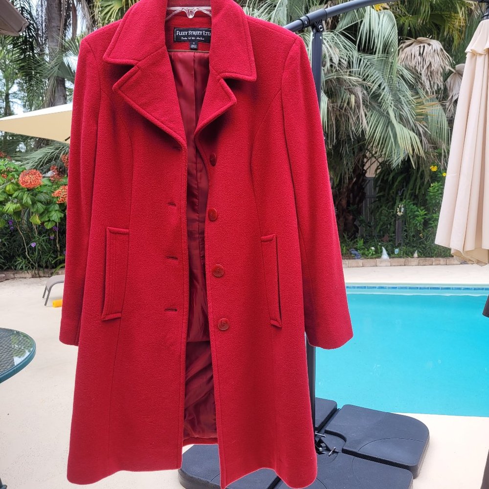 Scarcely-worn red wool winter coat by Fleet Street